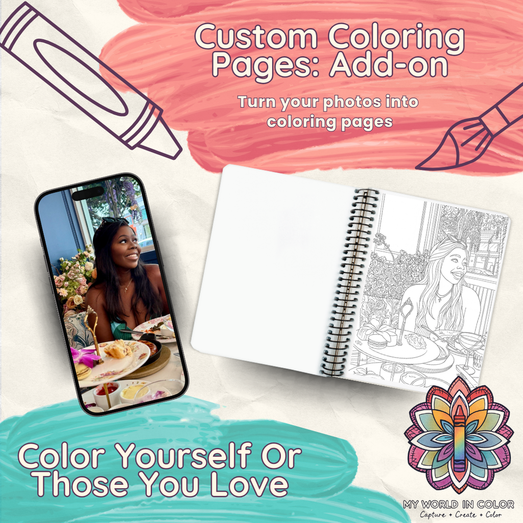 Custom Photo Coloring Pages (Physical Product: Add-On)